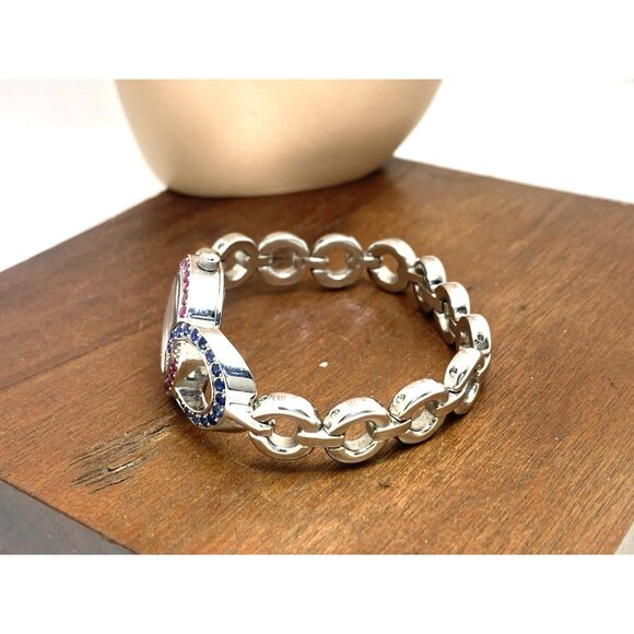 Lucien Piccard Women's Watch Swiss Quartz Blue Red Gemstone Steel 22mm Petite - Picture 8 of 13